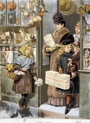 Ragazza povera che vende piccoli mazzi all