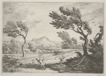Paesaggio con viaggiatori in un forte vento, c.1753