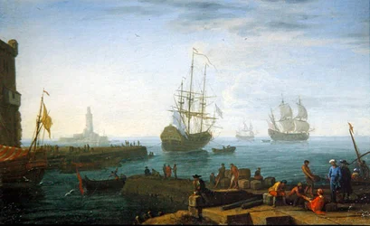 Scena di porto mediterraneo