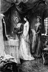 Incisione di Adrien Moreau (1843-1906) che illustra "Candido" di Francois Marie Arouet detto Voltaire (1694-1778)