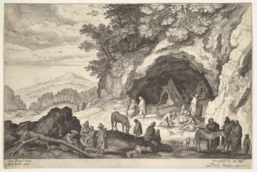 Paesaggio montuoso con un gruppo di zingari, 1586-1629