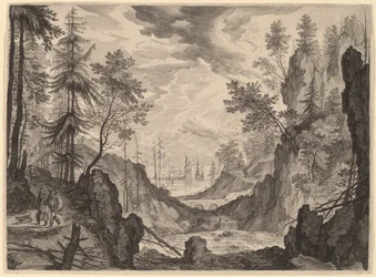 Scena boschiva con cascata