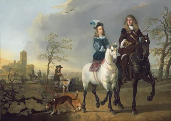 Signora e gentiluomo a cavallo