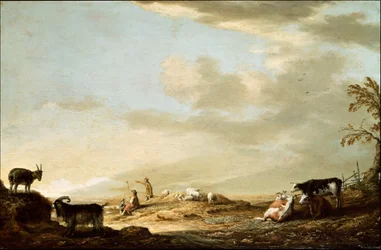 Paesaggio con bovini e figure
