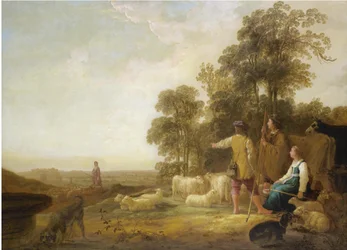 Paesaggio con pastori e pastorelle