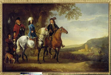Paesaggio con tre cavalieri