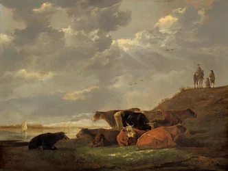 Paesaggio Fluviale con Mucche
