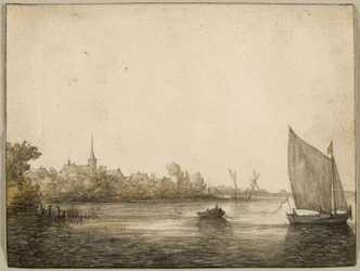 Veduta di IJsselmonde vista attraverso il Nuovo Maas, c.1640