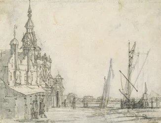 Vista del Groothoofdspoort da nord-est, Dordrecht, 1618