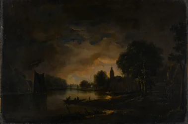 Veduta del fiume al chiaro di luna, 1850-1875 circa (olio su tela)