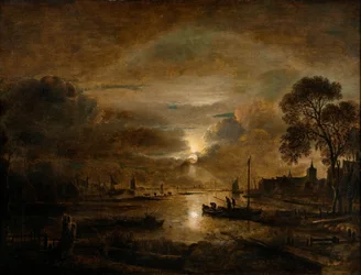 Chiaro di luna su un fiume olandese, c.1650