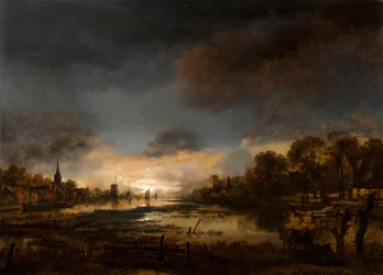Paesaggio fluviale al tramonto