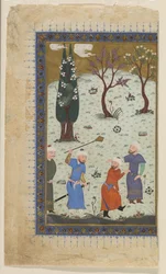 Un principe in trono circondato da attendenti, 1425-30
