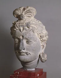 Testa di un Bodhisattva, stile greco-buddhista, da Buner, II secolo