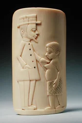 Placca con figure di un uomo europeo e una donna africana, Congo