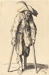 Mendicante con gamba di legno