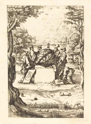 Frontespizio per la Sacra Cosmologia (Titolo con astrologi)