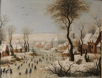 Paesaggio invernale con trappola per uccelli