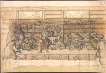 Bozza iniziale per Valdemar Sejr e il banchetto a Lyø