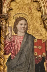 Incoronazione della Vergine e santi, polittico su fondo dorato, dettaglio di 2384569