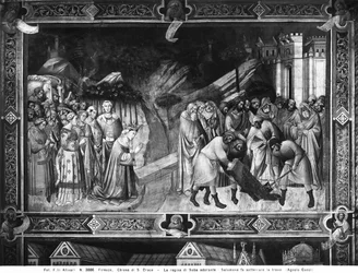 La regina di Saba adora la croce e Salomone seppellisce una delle travi della croce