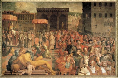 Papa Leone X (Giovanni de Medici) ritorna a Firenze dopo la sua elezione