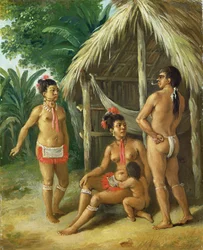 Una famiglia Carib delle Isole Sopravento fuori da una capanna, c.1780
