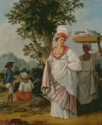 Una donna creola delle Indie Occidentali assistita dal suo servo nero, ca. 1780