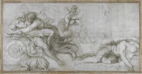 Cefalo rapito da Aurora nel suo carro Cartone per un affresco nella Galleria del Palazzo Farnese, Roma, c. 1599