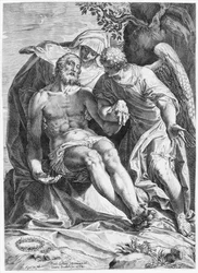 Pietà, Cristo sostenuto dalla Vergine e da un angelo a destra, 1582