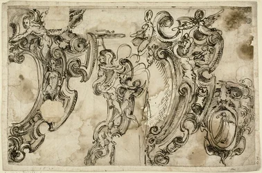Schizzi di motivi decorativi (recto); schizzo di motivo decorativo (verso)
