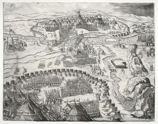 La posizione e il campo degli eserciti di Carlo V e Solimano II, 1532
