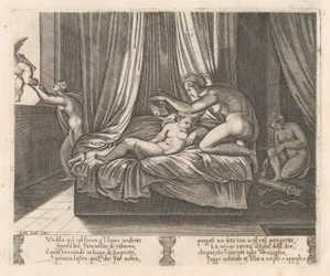 Tavola 13: Psiche guarda Cupido, dalla storia di Cupido e Psiche raccontata da Apuleio, 1530-60