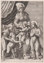 La Vergine, il Bambino Gesù, il piccolo San Giovanni e due angeli