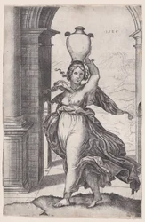 Donna che porta un vaso sulla testa, datato 1528