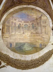 Sagittario (costellazione di Arcturus ascendente) parete est: capacità di diventare guardiano degli edifici reali. Qui vediamo il palazzo del te. Palazzo del Te, Sala dei Venti (o dello Zodiaco)