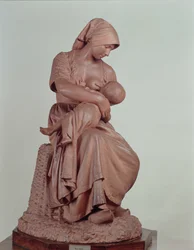 Contadina che allatta un bambino, 1873 (terracotta)
