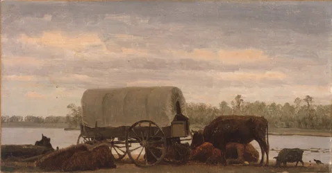 Nooning on the Platte, 1859 circa (olio su carta montato su tela)
