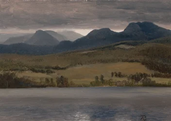 Tramonto sul lago (si pensa che sia il lago Tahoe)
