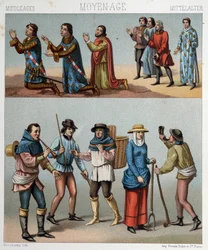 Costumi civili nel Medioevo - in “Il costume storico” di Racinet