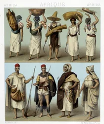 Costumi di Algeria e Tunisia. Illustrazione in “Il costume storico” di Racinet