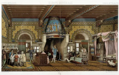Interno di una dimora signorile nel Medioevo - in "Il costume storico" di Racinet