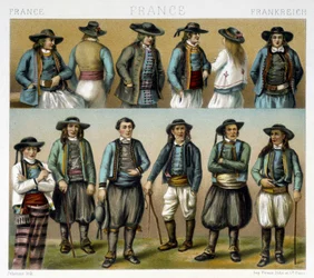 Costumi maschili del Finistère del XIX secolo - in "Le costume ancien et historique" di Racinet