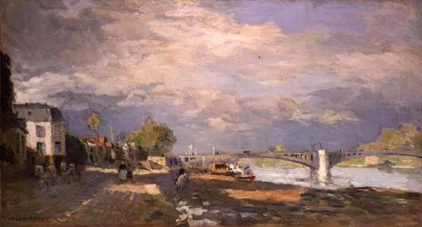 Passeggiatori sulla riva del fiume