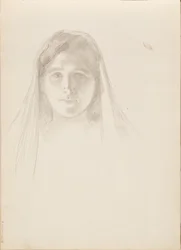 Aino Ackté come Alcestis, schizzo del volto