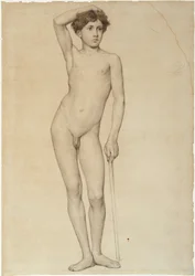 Modello maschile nudo, studio accademico
