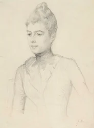 Studio per il ritratto di Elisabeth Marti, nata Grosjean; busto di donna