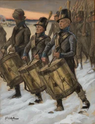 La marcia del reggimento di Björneborg, disegno originale per “Le avventure del guardiamarina Stål”