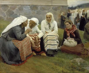 Donne fuori dalla chiesa a Ruokolahti