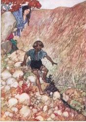 Scese come il piccolo uomo coraggioso che era, da The Water Babies pub. da Humphrey Milford Oxford University Press, c.1930